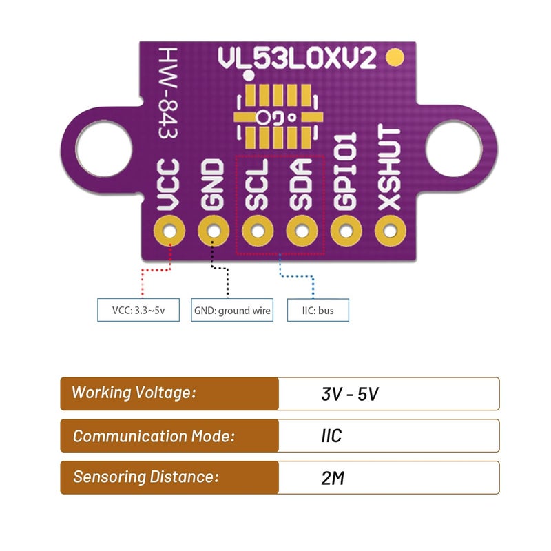 Qoroos 4Pcs VL53L0X Time-of-Flight (ToF) 940nm Laser Ranging Sensor Breakout GY-VL53L0XV2 Distance Measurement Sensor Module IIC for Arduino - Image 4